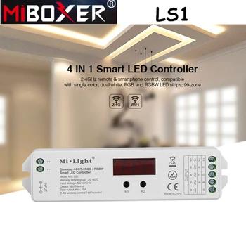 

Miboxer LS1 4 in 1 Smart LED Controller Dimmer for Single Color,DC12V/24V 15A 2.4G wireless control CCT,RGB RGBW LED Strip Tape