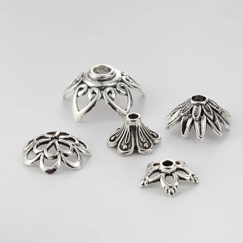 10 Pc Antique Silver Flower Bead Caps For Jewelry Making End Accessories Diy Earrings Bracelet Findings Components | Украшения и