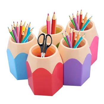 

Big Pencil Head Shape Pen Holder Creative Student Contrast Pen Holder Multi-function Large Capacity Storage Boxes 5PCS