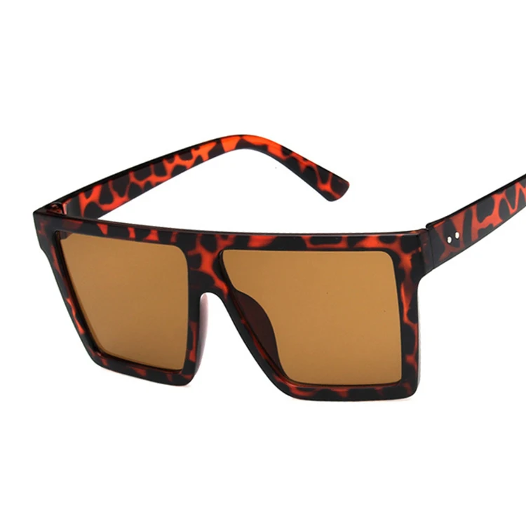 Квадратные модные роскошные солнцезащитные очки дизайнер бренда женской одежды Солнцезащитные очки женские винтажные UV400 уличные Oculos De Sol - Цвет линз: Leopard Brown