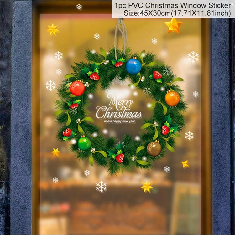 Рождественская Настенная Наклейка "сделай сам" с рождеством, украшение для дома, наклейка на окно,, рождественские украшения, новогодний, Декор, Navidad - Цвет: Window sticker 11