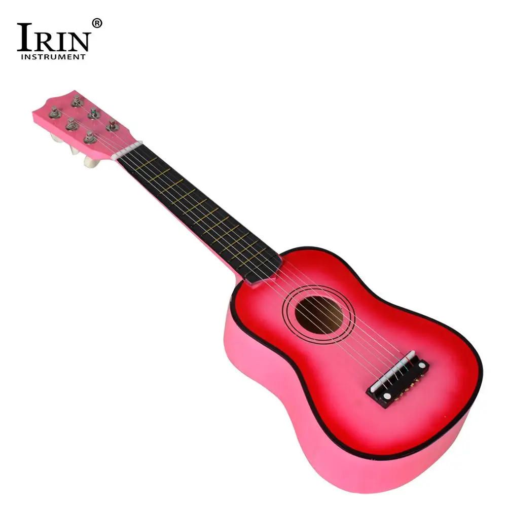 Pink IRIN 21 дюймов Акустическая гитара цельное Дерево 6 струны детям практиковать Акустическая гитара ra для детей начинающих стр - Цвет: Pink