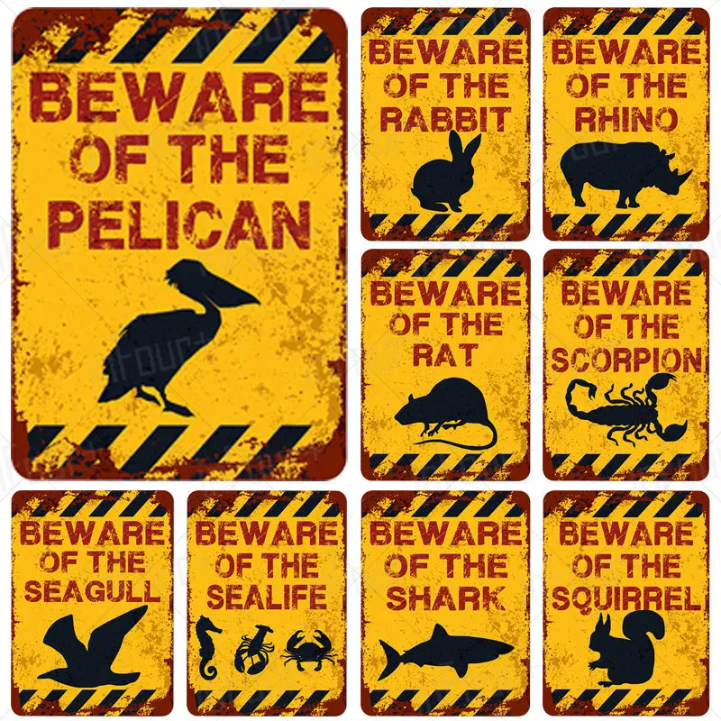 

Beware Pelican Sign Plaque Metal Vintage Pub Tin Sign Wall Decor For Bar Pub Club Man Cave Tin Plates Vintage Metal Signs