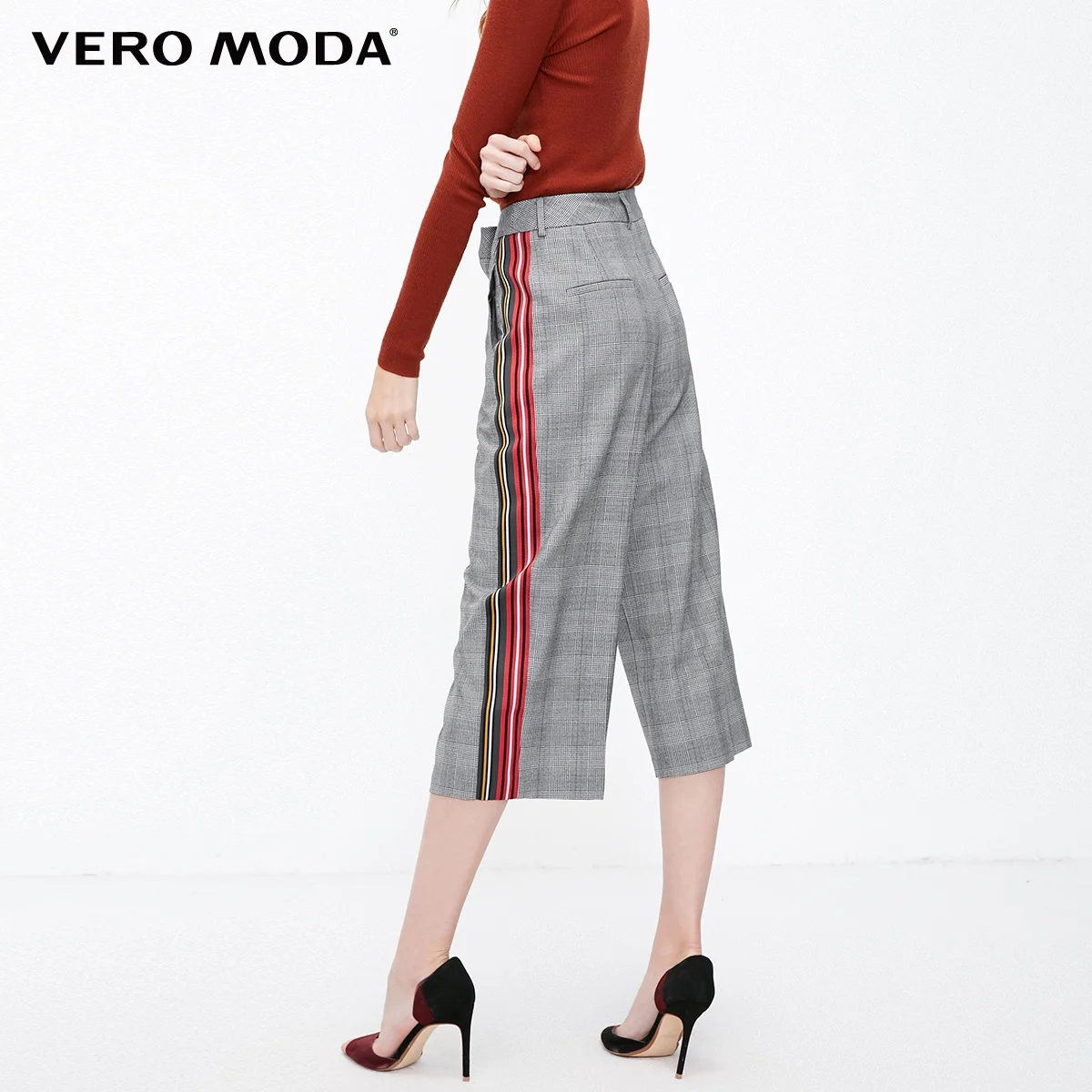 Vero Moda Новые поступления полосатые сплайсинговые клетчатые широкие повседневные Капри | 31846J506