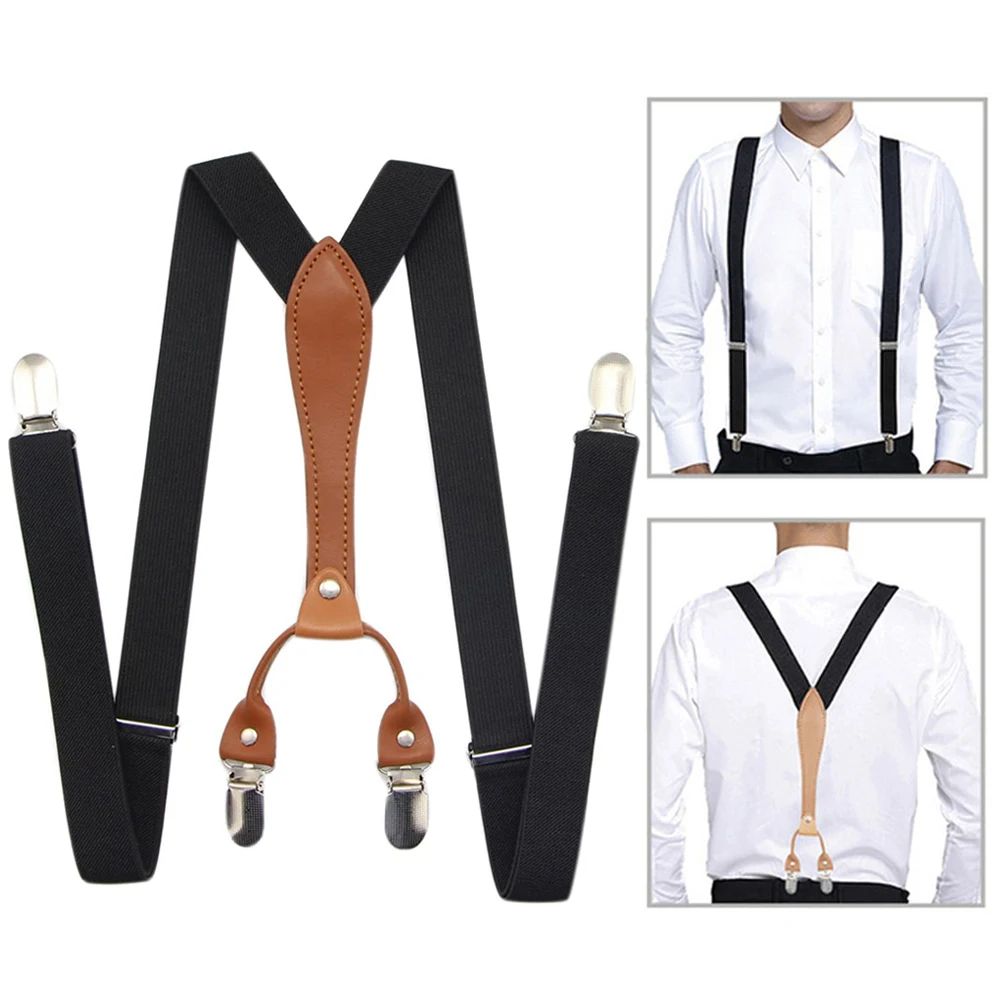 Fashion Suspenders for Men Women 2.5cm Wide X back 4 Clips Adjustable