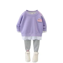 Vêtements de mode printemps automne pour filles, survêtement décontracté pour bébés, veste et pantalon de dessin animé, 2 pièces/ensembles 