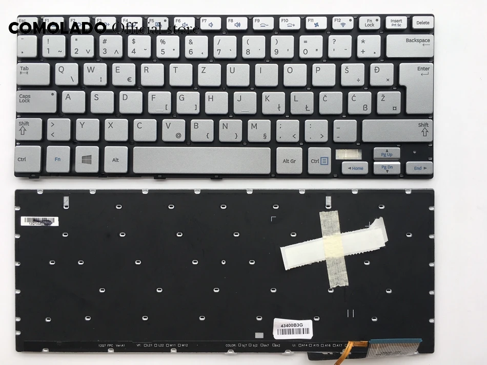 WB West Balkans Keyboard For Samsung 730U3E NP730U3E 740U3E NP740U3E silver with Backlight keyboard Layout | Компьютеры и офис
