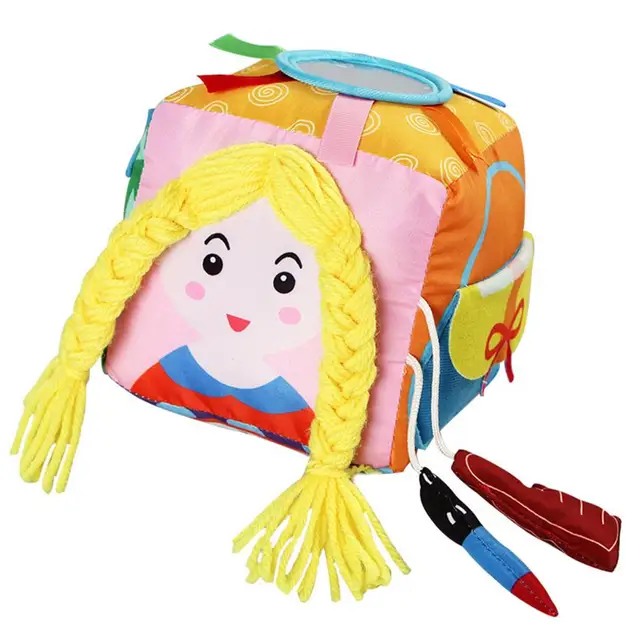 Baby Block Cartoon Design Sensory Training Colorful Infant Soft Cube Stack Baby Early Educational Learning Dressing Toys Enlight 5