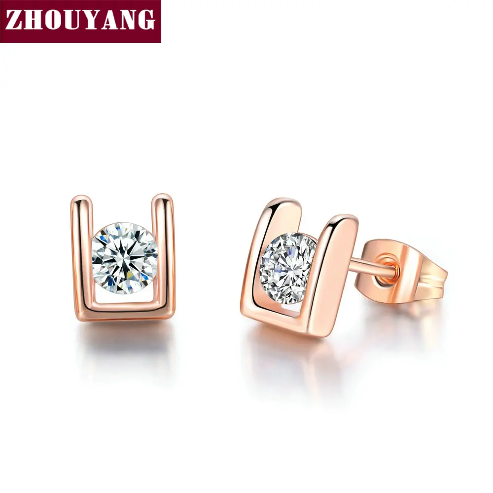 

Stud Earrings For Woman Lady Style Cubic Zirconia Austrian Crystal Rose Gold Color Fashion Jewelry Gift ZYE216