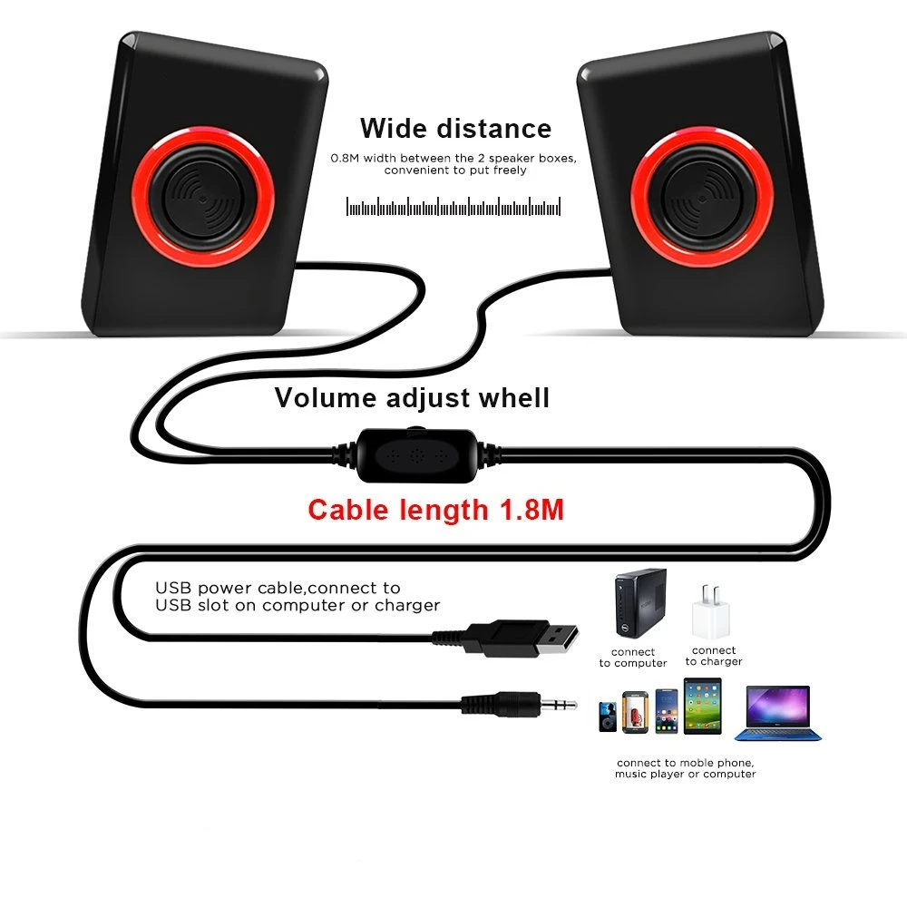 Объемные Портативные Компьютерные колонки со стерео басами, Usb, проводной мультимедийный динамик, настольный для ПК, ноутбуков, EY361