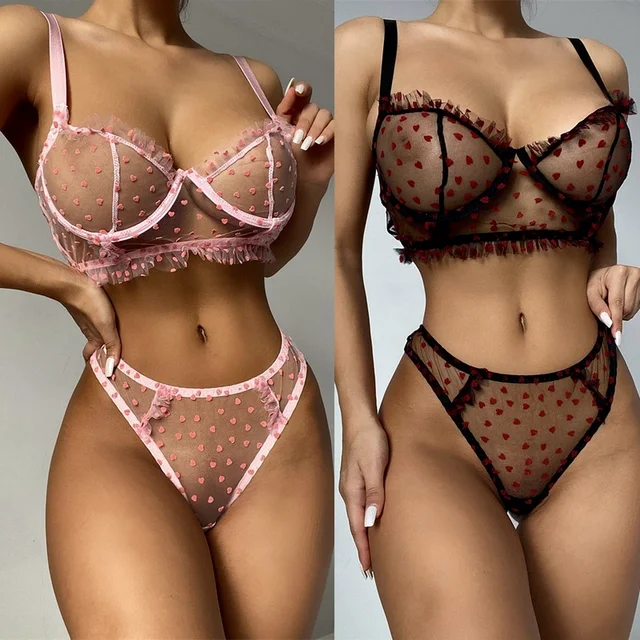 Mesh Perspective Sexy Lingerie Women Fashion Lace Seamless Bra Brief Sets Sexy Underwear Set Sensual Lingerie Woman Erotic Hot 1