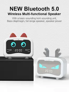 

Wireless Multi-functional Bluetooth 5.0 Speaker Innovative Portable Alarm Clock Mini Speaker FM Radio Heavy Bass 3D Stereo Sound