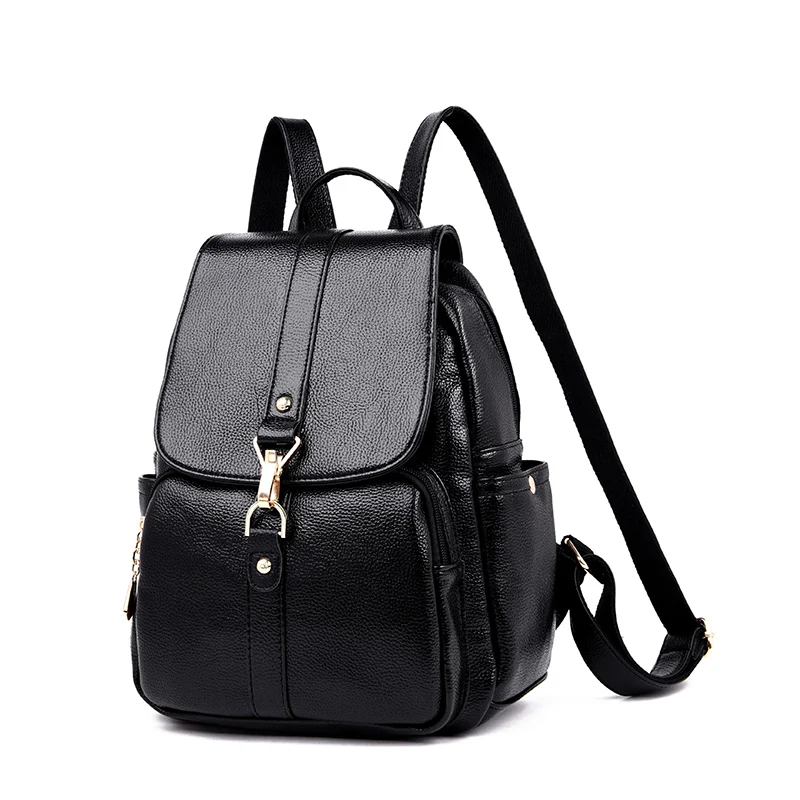 Классический женский рюкзак, высококачественный Молодежный кожаный рюкзак для девочек-подростков, женская школьная сумка, рюкзак mochila Sac A Dos Femme - Цвет: Black 1