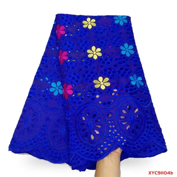 

Dark Blue African Lace Swiss Cotton Dry Lace Fabric Three Color Flower Swiss Voile Lace Fabric c191105