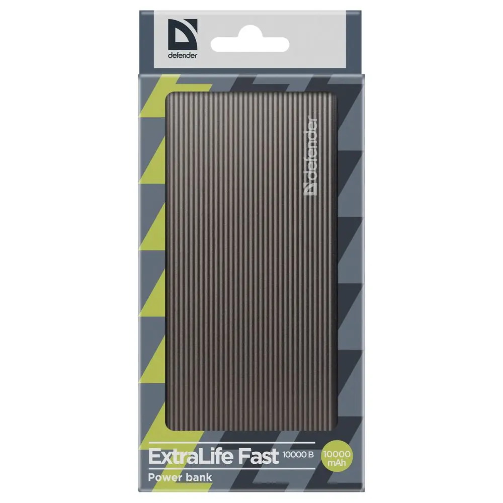 Внешний аккумулятор Defender ExtraLife Fast 10000B Li-pol,2USB+1TypeC,10000mAh,3A