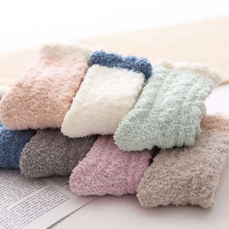 

Womens Winter Coral Velvet Fuzzy Slipper Socks Cable Knit Fluffy Warm Hosiery