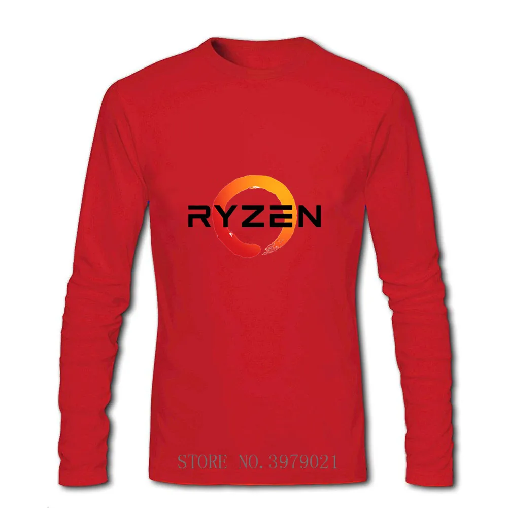 Забавные PC CP Uprocessor AMD RYZEN хлопок длинная футболка для мужские футболки - Цвет: red