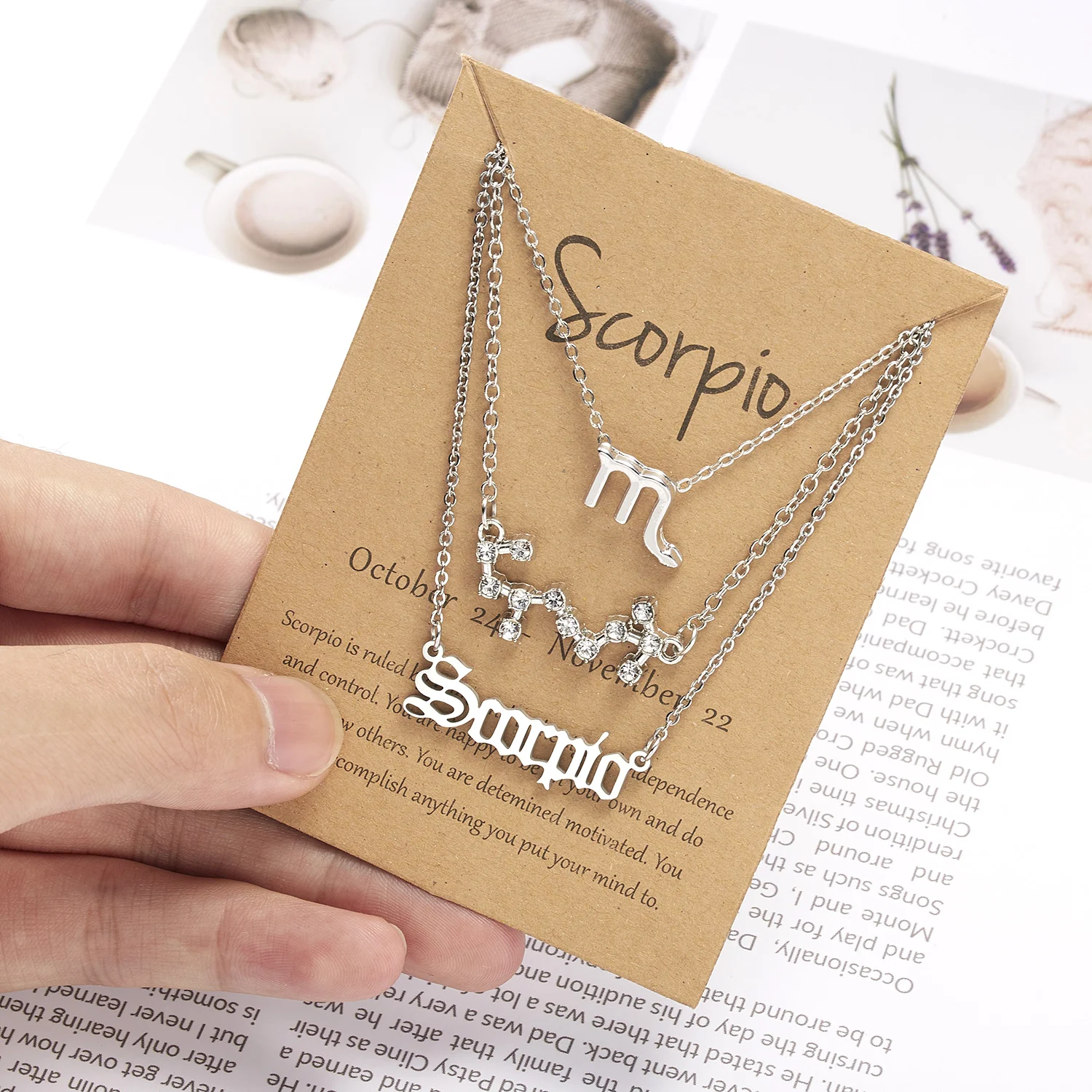 3pcs/set Fashion 12 Constellation Necklace For Women Gold Chain Zodiac Sign Horoscope Letter Choker Couple Jewelry Birthday Gift - Image 6