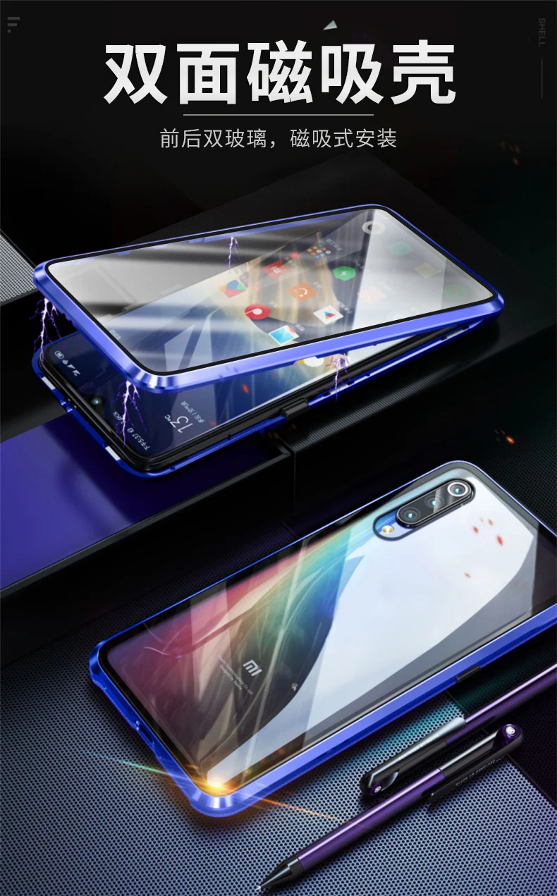 Магнитный чехол для Xiao mi Red mi K20 Pro Note 8 Note 7, чехол для Xiaomi mi A3 Lite mi 9 SE CC9 A2 6X, переднее заднее закаленное стекло