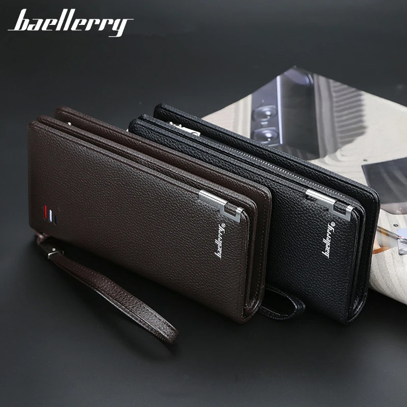 

Baellerry Phone Wallet Bag Men Wallets Wristlet Purse Classic Long Purses Large Card Holder Male Zipper Wallet Men's Clutch Bag