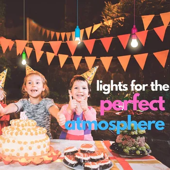 

Creative LED Hanging Light Bulb Battery Powered Colorful Pull Cord Bulbs Camping Party Holiday Decoration Lights White Light