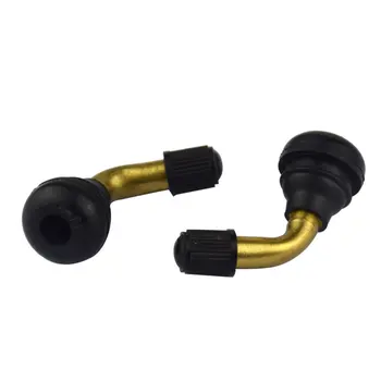 

1 pair PVR70 Valve Stem Bent 45 Degree Angled Brass Stem Snap-in Rubber Base Tubeless Tire Rim for Motorcycle Scooter