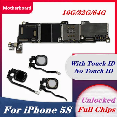 Материнская плата для IPhone 5S 16G 32G 64G завод с/без сенсорного ID отпечатка пальца нет