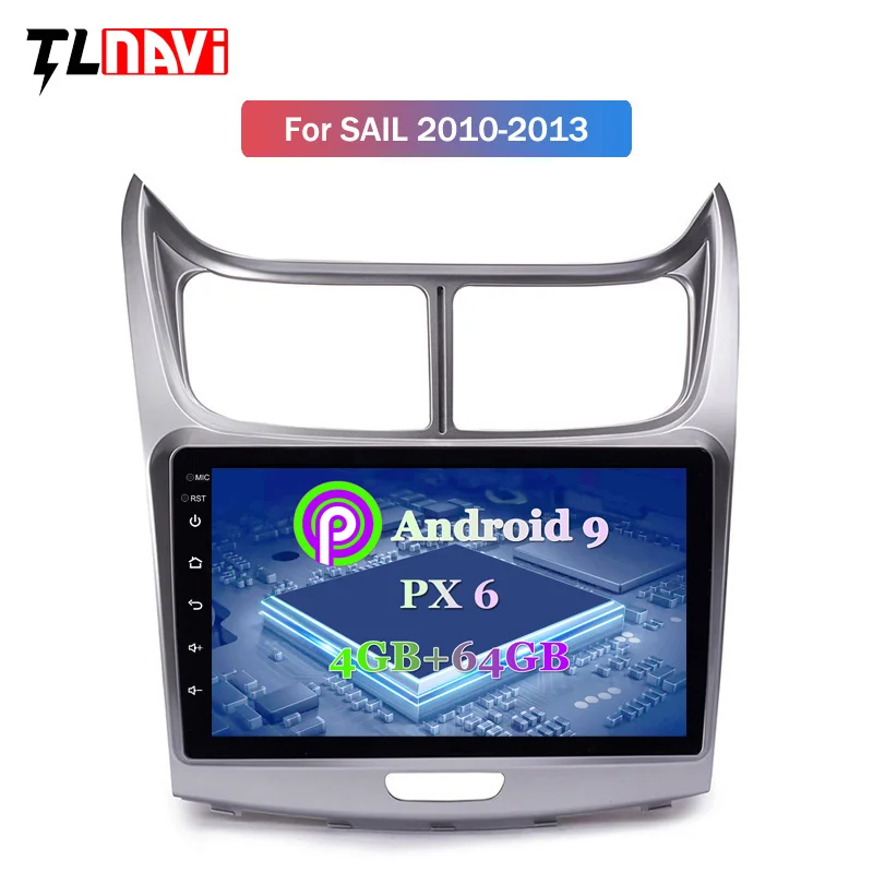 Cheap PX6 4G+64G 9 Inch Android 9.0 Car Dvd Gps Player for Chevrolet SAil 2010-2013 built-in Radio Video Navigation Bt Wifi 1