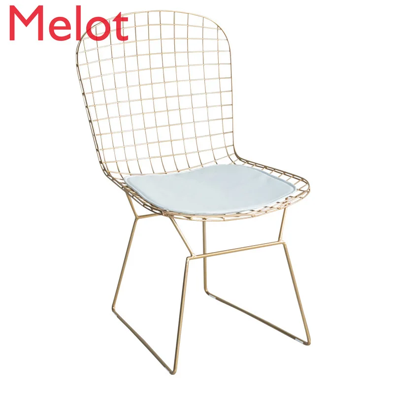 

Nordic Iron Living Room Mesh Chair Creative Simple Stylish Dining Chair Bar Back Chair Golden Chair Furniture
