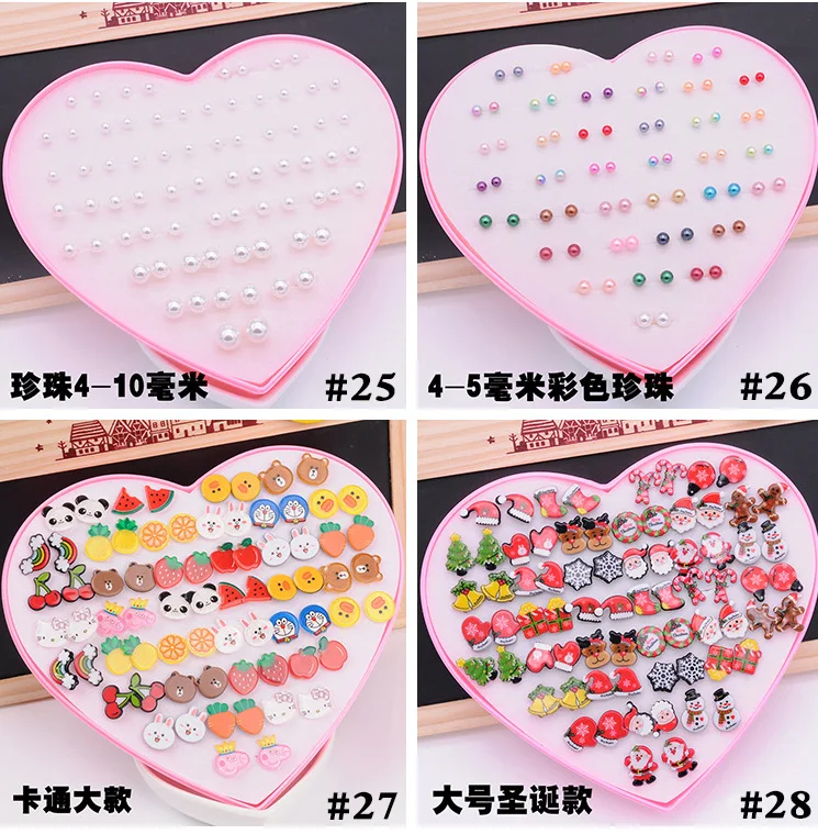 Stud Earrings Multicolor Cryatal 36 Pairs Cartoon Hypoallergenic Plastic Stud Earrings Set For Women Girl Wedding Christmas Gifts Jewelry
