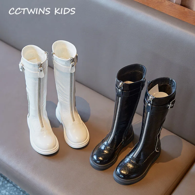 CCTWINS/детская обувь; коллекция года; зимние детские модные сапоги до колена; детская обувь из искусственной кожи; брендовые теплые сапоги для девочек; Цвет Черный; HB062