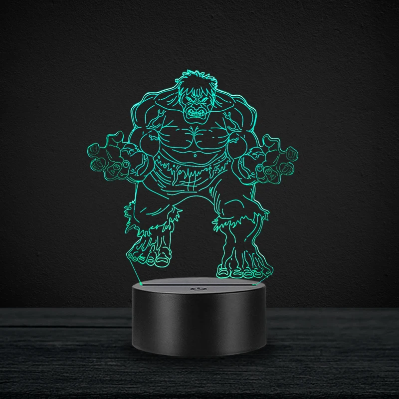 3D Marvel Ночной светильник светодиодный Luminaria настольная лампа супер герой фигура USB светильник ing вечерние друзья подарок капитан Железный человек Мститель JQ - Испускаемый цвет: Hulk