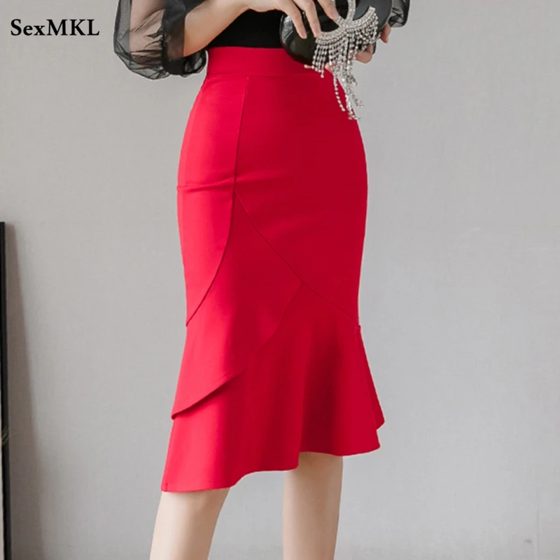 Elastic Oversized Long Black Skirt Women 2023 Fashion High Waist