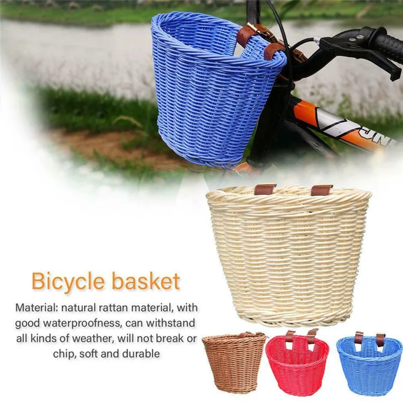 Bicycle Panniers Kids Front Handlebar Rattan Handwoven Woven Bike Basket For Bicycles Wicker Basket