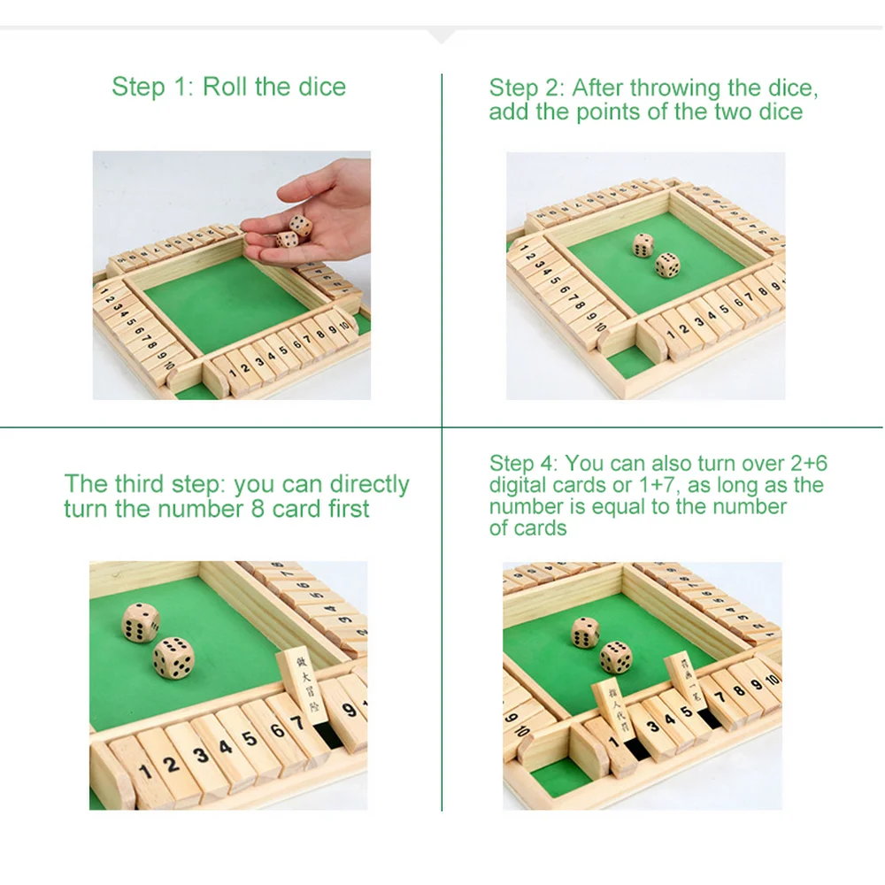 2 zu 4 Spieler Flip Block Tabelle Holz Schloss Die Box Würfel Spiel 