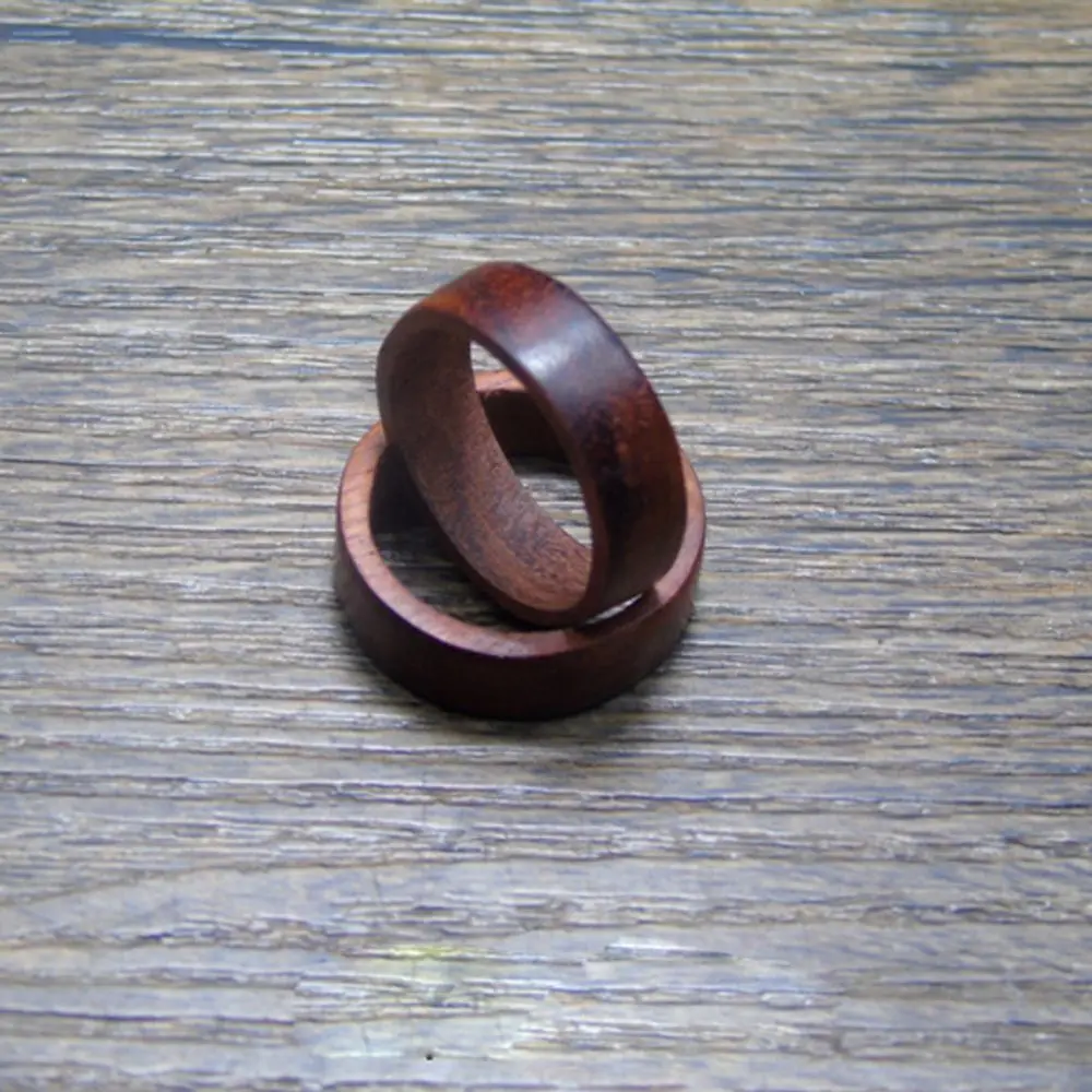 Set De 2 Anillos De Madera Retro Para Mujer – Sándalo Negro Y ébano, Diseño Artesanal, Ideales Para Regalar