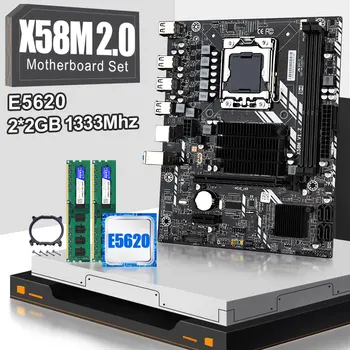 

X58M2.0 LGA1366 Desktop Motherboard Set Kit With Intel Xeon E5620 Processor And 4Gb(2pcs*2GB) DDR3 1333mhz RAM Memory