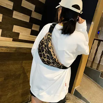 

Women leopard Waist bag Fanny Pack money Belt Bag Pouch Travel Hip Bum Bag Chain Waist Small Purse