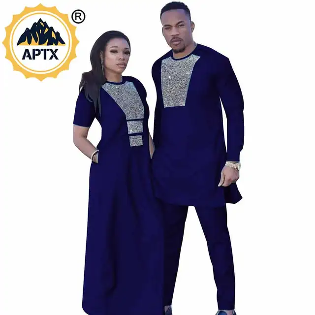 Matching Clothes for Couples African Dresses for Women + Men Suits Bazin Riche  African Clothing S20C002