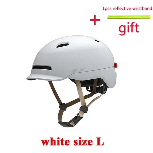 Защитный шлем Xiaomi Mijia Smart4u EPS Регулируемая дышащая вентиляция велосипедный головной убор с подсветкой - Цвет: white L size