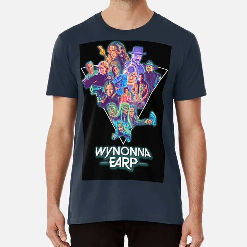 Wynonna Earp 80's тема коллаж футболка wynonna earp wayhaught wynonna doc holliday waverly earp nicole haught - Цвет: Тёмно-синий