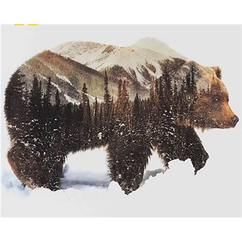 painting 7 Медведь DIY Краска по номерам раскраска краска ing акриловая краска по номерам настенная художественная картина для домашнего декора - Цвет: painting 7