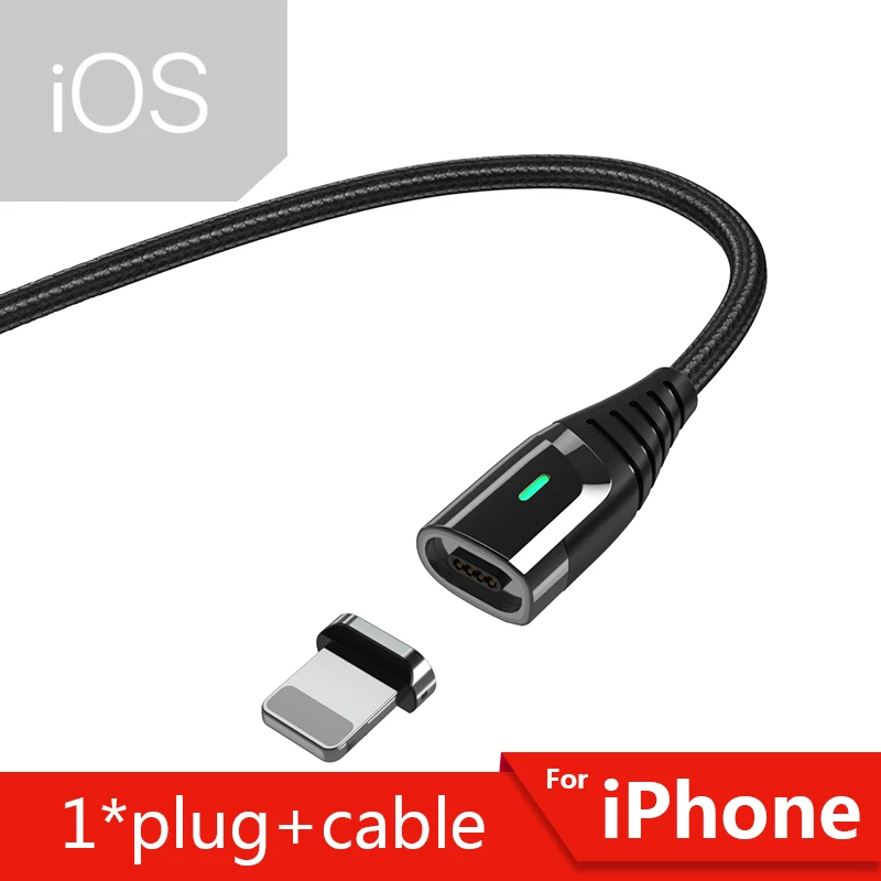 Essager магнитное зарядное устройство Micro USB кабель для iPhone samsung провод для быстрого заряда шнур usb type C type-C магнит кабели для мобильных телефонов - Цвет: Black iOS Cable