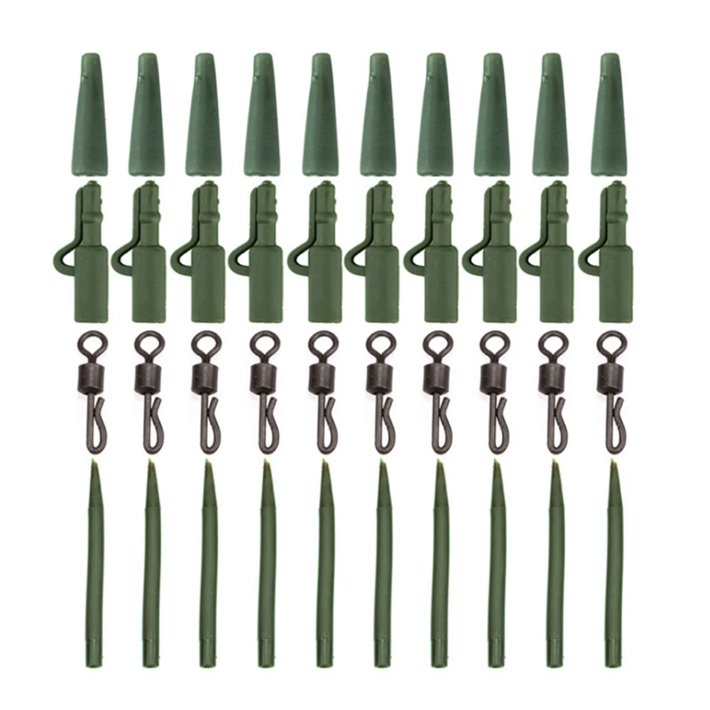 

40PCS Carp Fishing Accessories Lead Clip Quick Change Swivel Tail Rubber Anti Tangle Set of Swivel Non-slip Hose Fishing Tackle