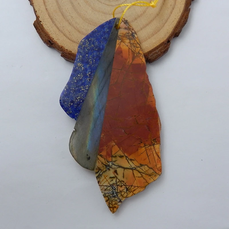 

Natural Stone Multi-Color Picasso Jasper Pendant Bead 48x29x7mm 15.8g Fashion Pendant