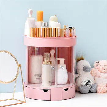 

Multi-functional Storage Box durable Makeup Shelf Cosmetic Rack Holder 360 Degree Rotating Organizer Storage Box Case