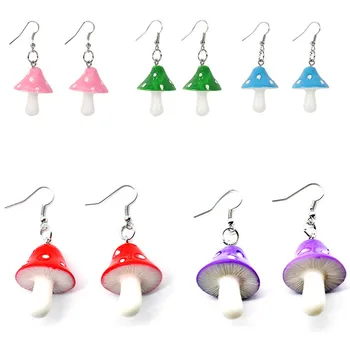 

Hot 1 Pair Environmental theme Dangle Earrings For Female Girls Party Acrylic Mushroom Long Pendant Earrings Drop shipping