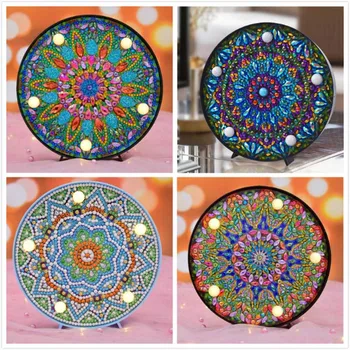 

LED Light Diamond Painting Lamp Mandala Diamond Embroidery DIY Cartoon Diamond Mosaic Children Christmas Gift Craft