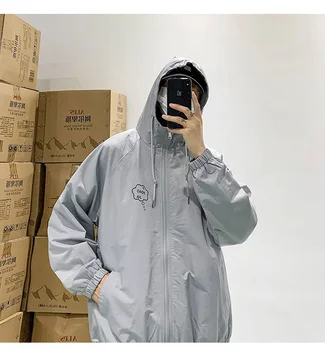 

YOYOO new autumn Cotton men hooded jacket men's casual print loose jacket Breathable new fashion men's jacket man