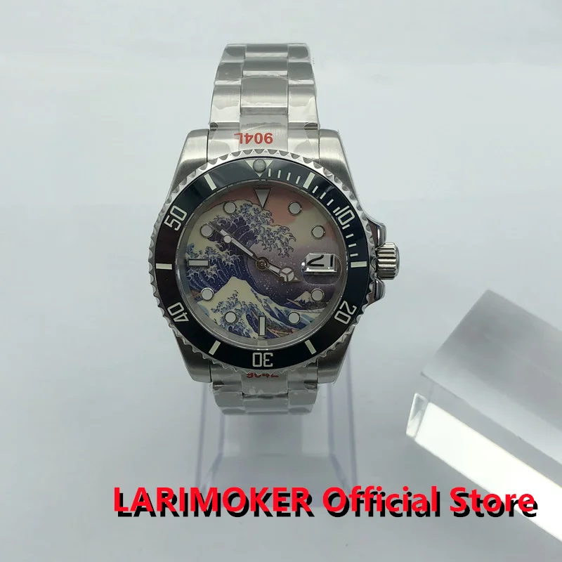 

LARIMOKER Surfing Kagawana Dial 40MM Mechanical Men Waterproof Watch PT5000 NH35A Luminous Dial Middle Polish Oyster Strap Date